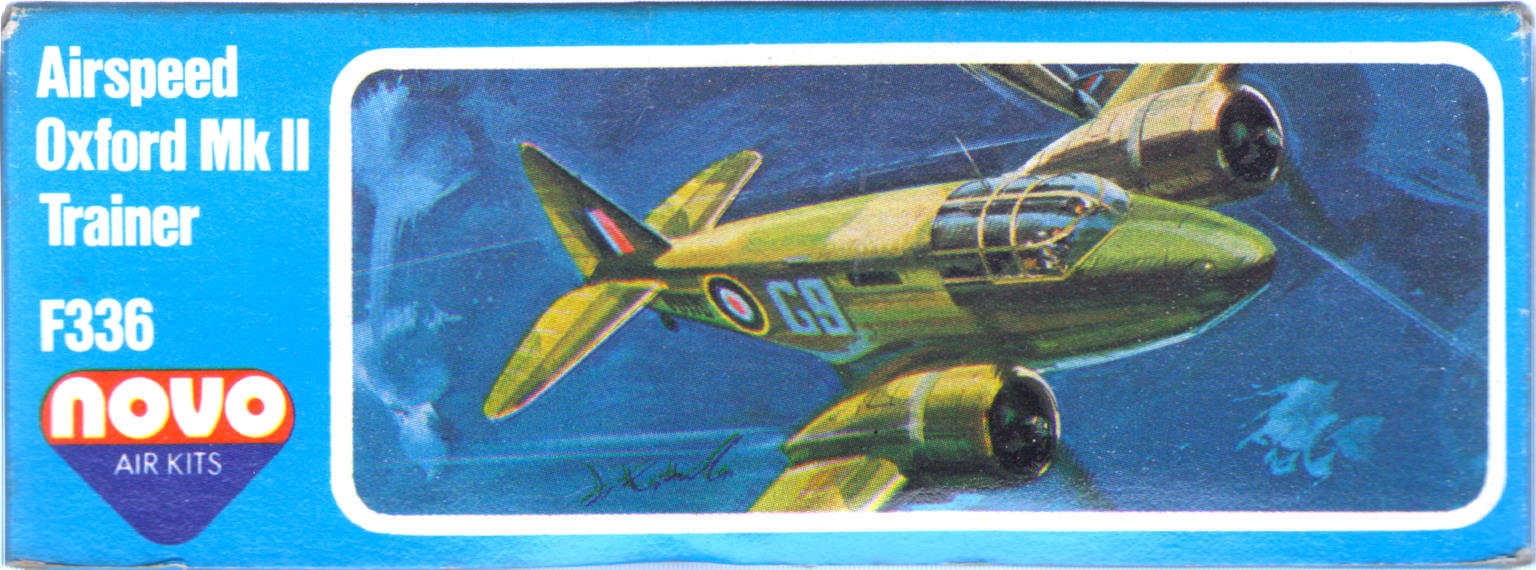 Сторона коробки с артикулом NOVO F336 Airspeed Oxford Mk.II Trainer, NOVO Toys Ltd, 1977